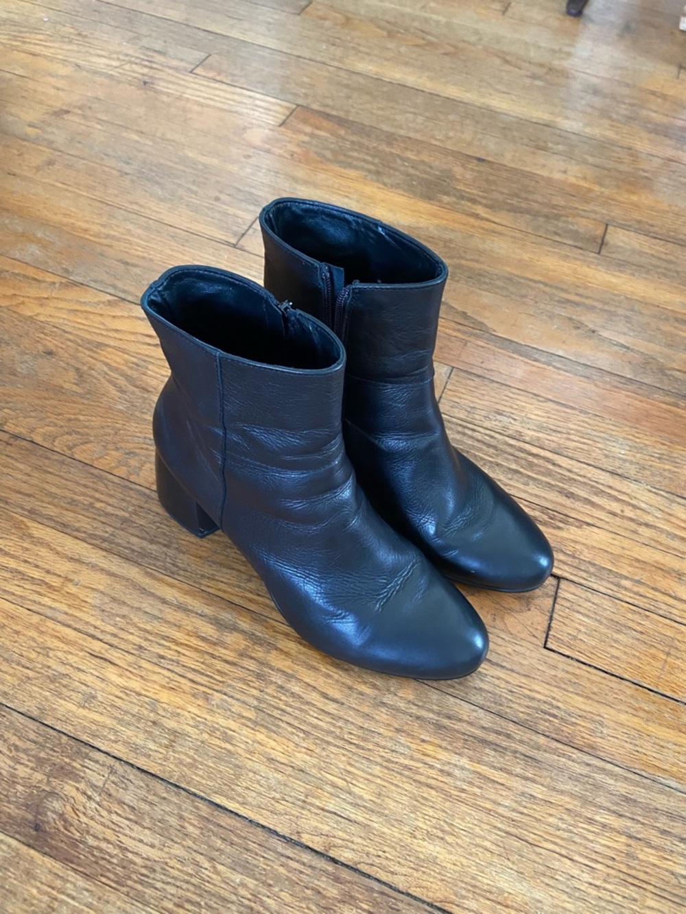 Maguire Black Leather Ankle Boots Block Heel Minimalist Size 41